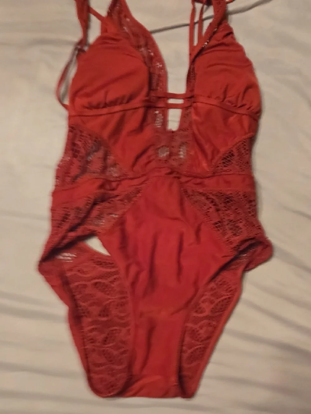 BECCA Red Lace One-Piece Swimsuit - Picture 8 of 9